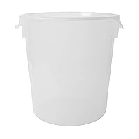 Vista 6 de Rubbermaid Productos comerciales Contenedor redondo de plástico para almacenamiento de alimentos con asa, 4 cuartos de galón, amarillo, rango