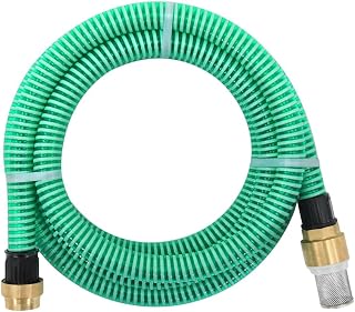 vidaXL Suction Hose with Brass Fittings Garden Pump Garden Hose Water Installations Domestic Water Filters Green 1.1 Inch 25 m PVC