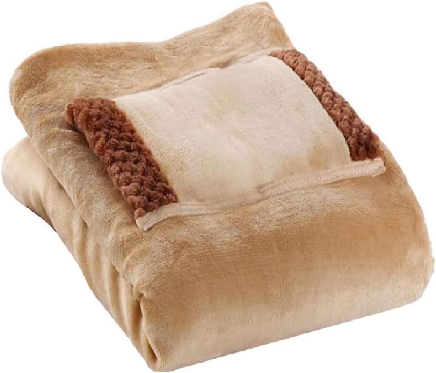 Flannel Lambs Wool Electric Heated Blanket Portable USB Heated Blanket Throw for Car,Home,School,Office or Camping（32x24inch） (Khaki)