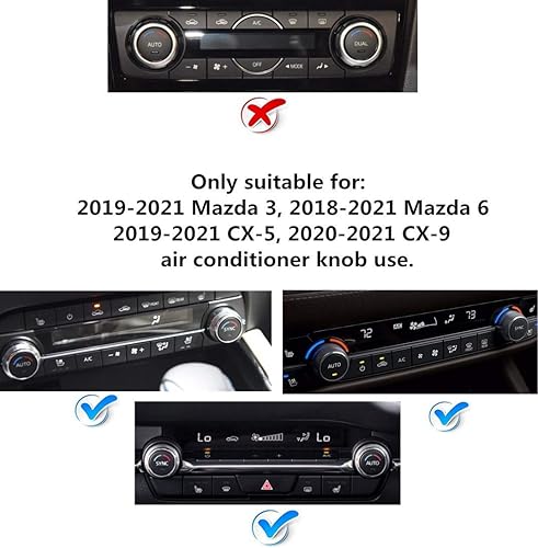 Miniatura 3 de Accesorios de interior brillantes Compatibles con Mazda 2019 2020 2021 2022 2023 2024 2025 Mazda3 Mazda6 Manopilla de aire acondicionado con adorno