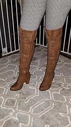 Brown Boots Pirate Women -48 Womens Chunky Heel Lace Up Over The