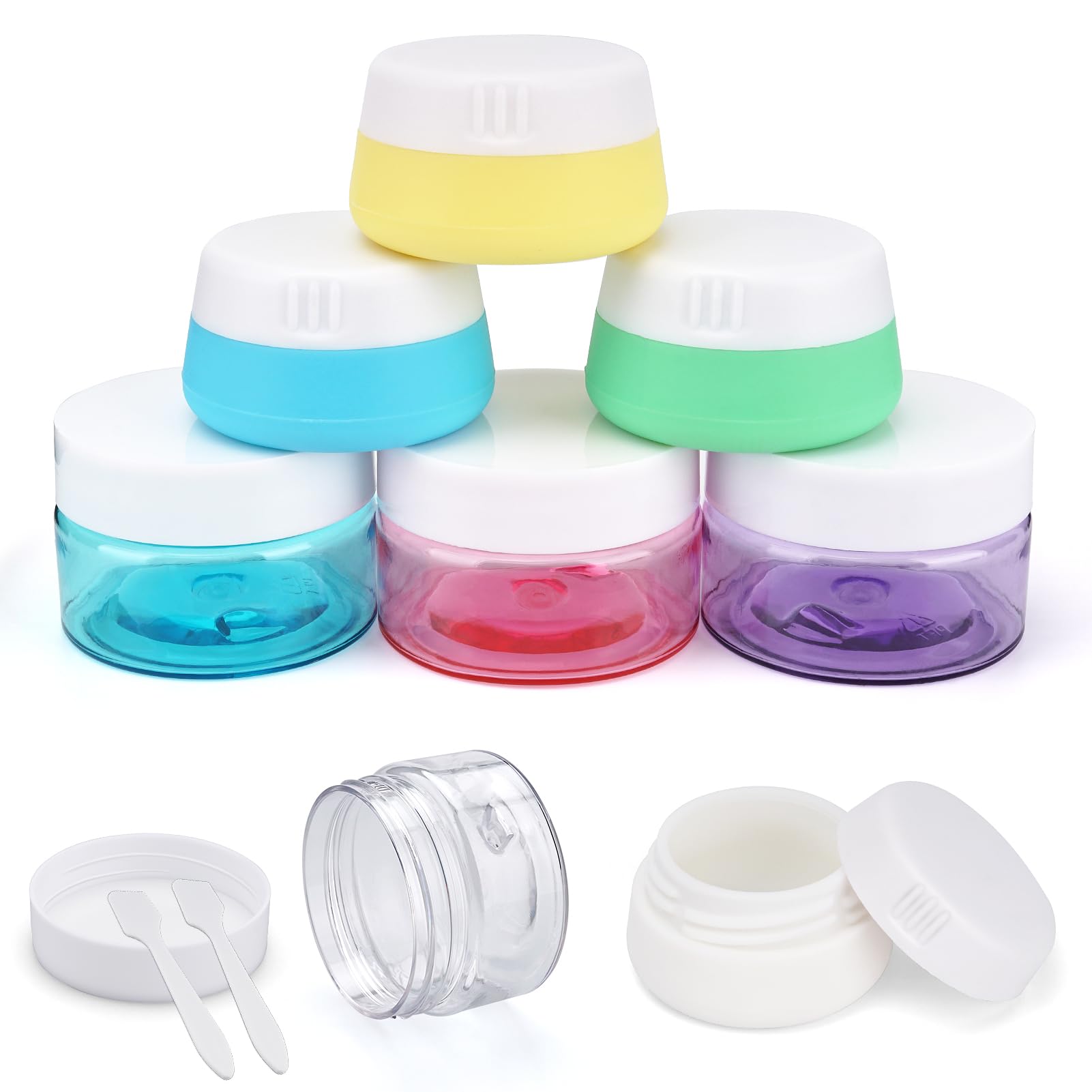 CosywellCream Jars for Toiletries Silicone & PP Travel Size Toiletries 8PCS TSA Approved Leak-proof Travel Size Containers Refillable Cosmetic Containers with Lid for Lotion Makeup Cosmetics