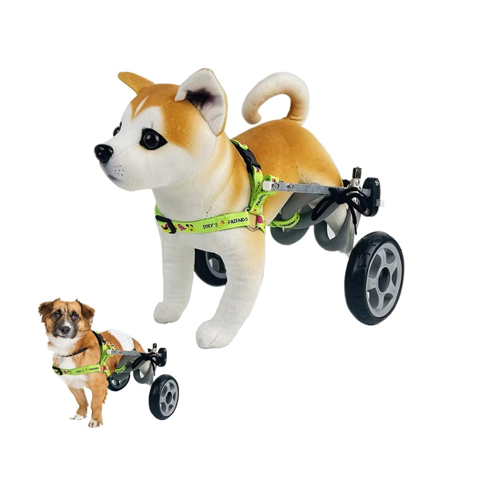 Fauteuil roulant réglable pour chiens de taille XS avec 2 roues arrière