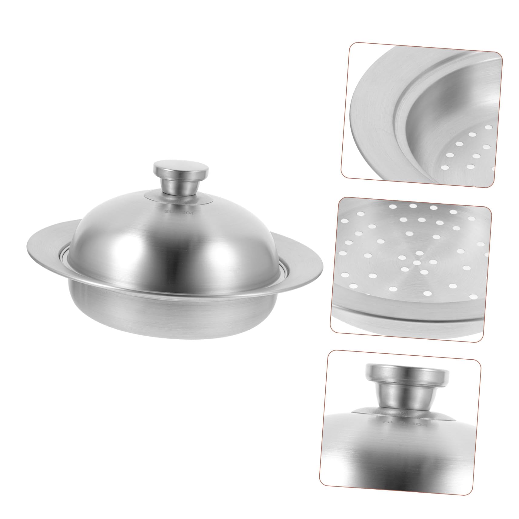 Edelstahl Dampfgarer mit Deckel, 1 Stück, Silber, Leicht