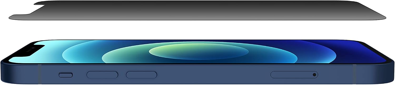 Belkin ScreenForce UltraGlass iPhone 12/12 Pro, Privacy Antimicrobial-Treated Screen Protector with Easy Align Tray for Bubble Free, Convenient Installation