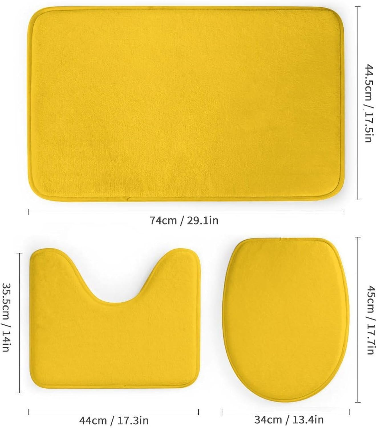 4 Piece Bathroom Rug Set with Shower Curtain, Non-Slip Bath Mat Toilet Cover Set, Milk Duck Yellow Bathroom Rug Sets