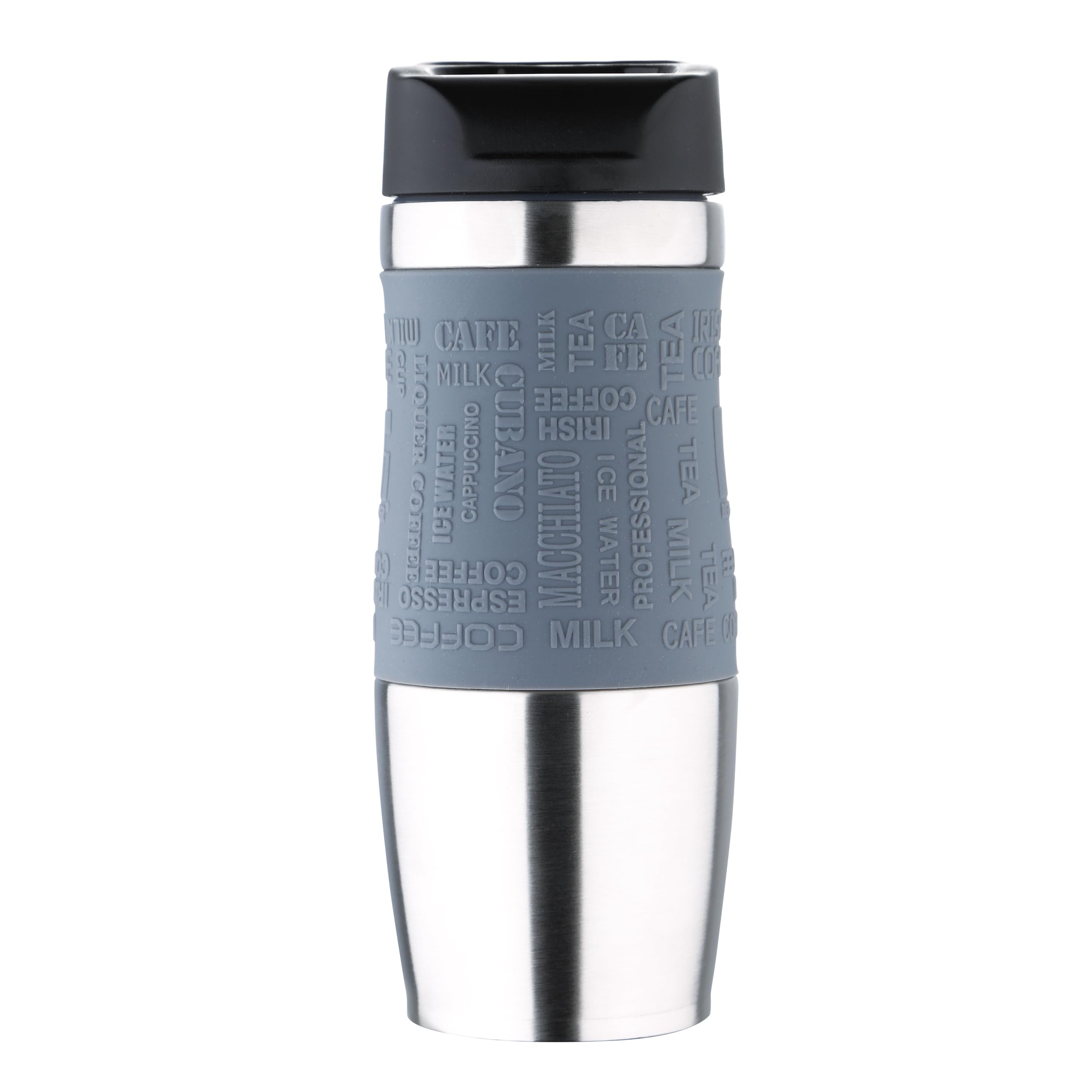 Travel Thermos Flask 375 ml with Removable Lid Made of Stainless Steel Double Insulated Wall for Temperature Maintenance Drip Proof Cap Colour Grey