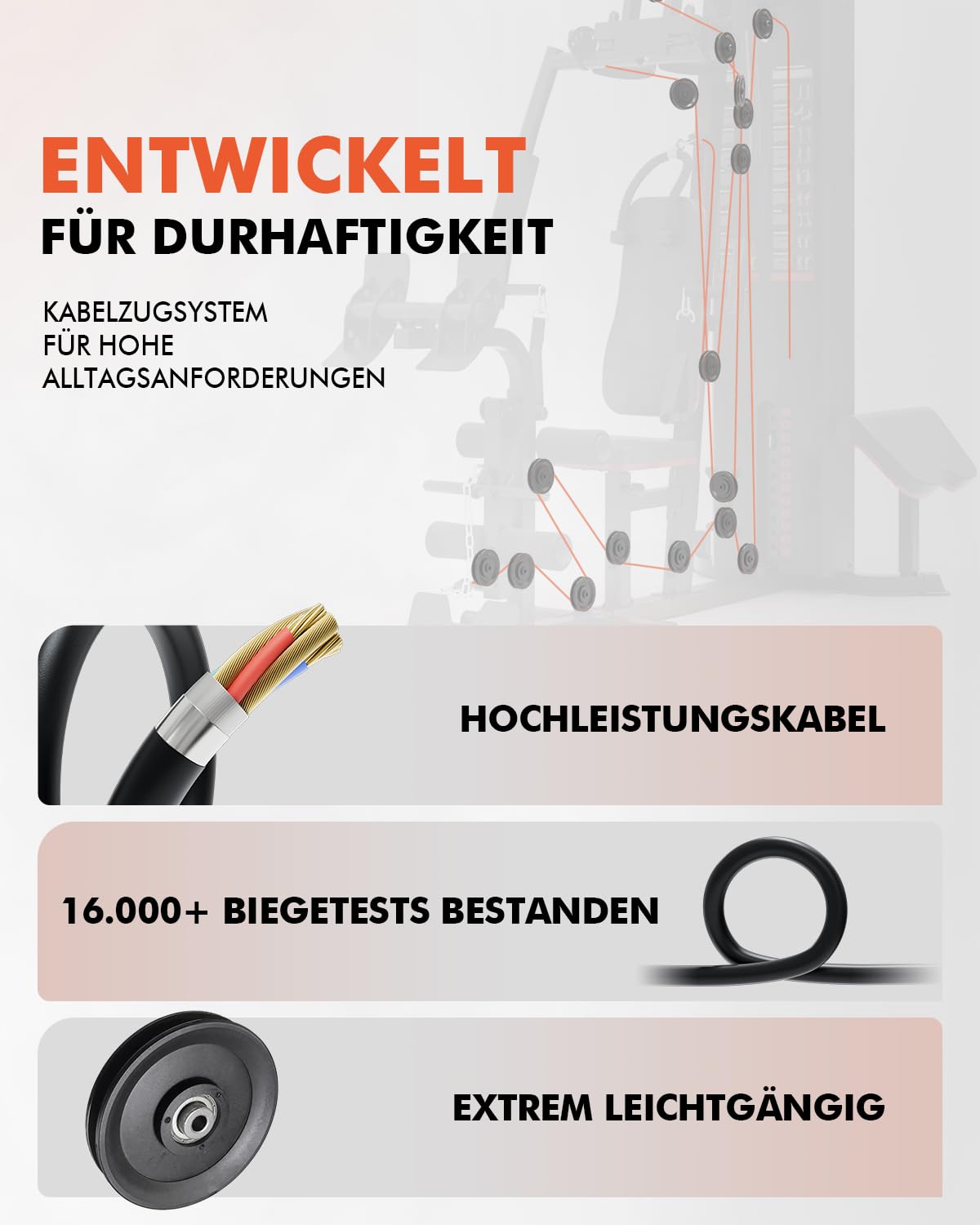 Kraftstation, Multifunktionale Kabelturm mit 69kg Gewichtsscheiben, Kabelzugstation für Zuhause mit Beinpresse, Butterfly- & Latzugstange, Curler