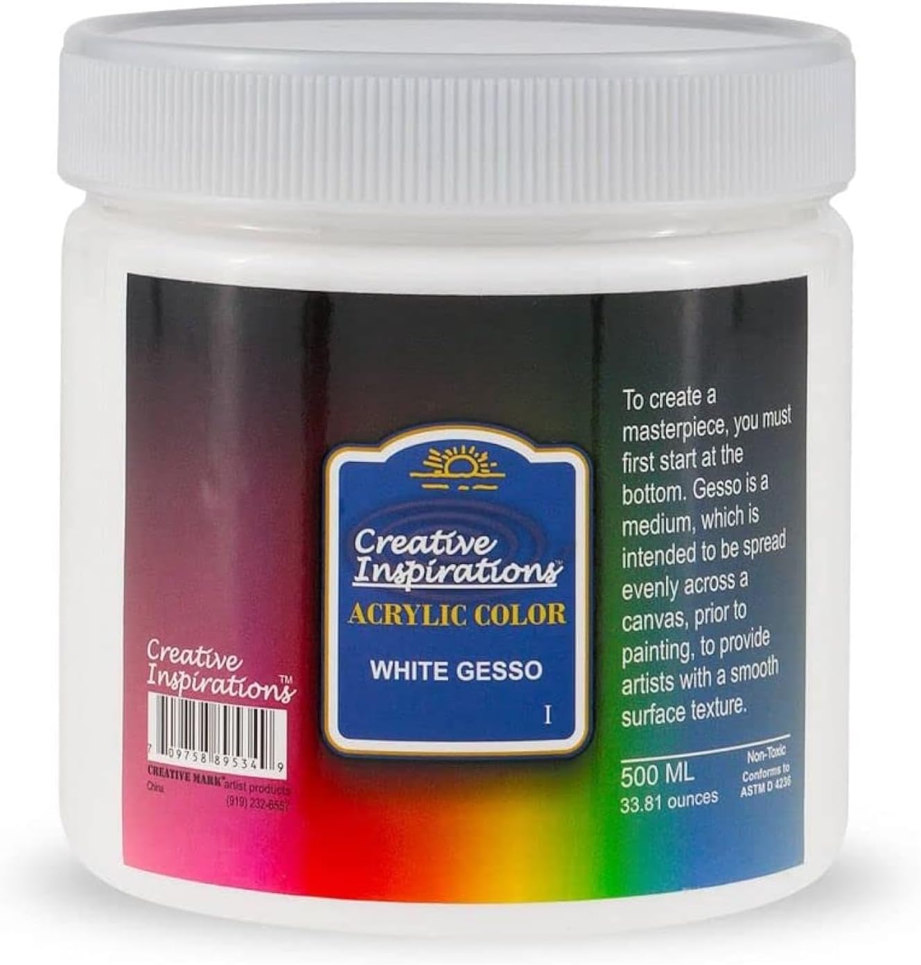 Creative Inspirations Acrylic White Gesso - Exceptional Value Gesso for Paintings, Artwork, Canvases, Students, & More! - 500mL