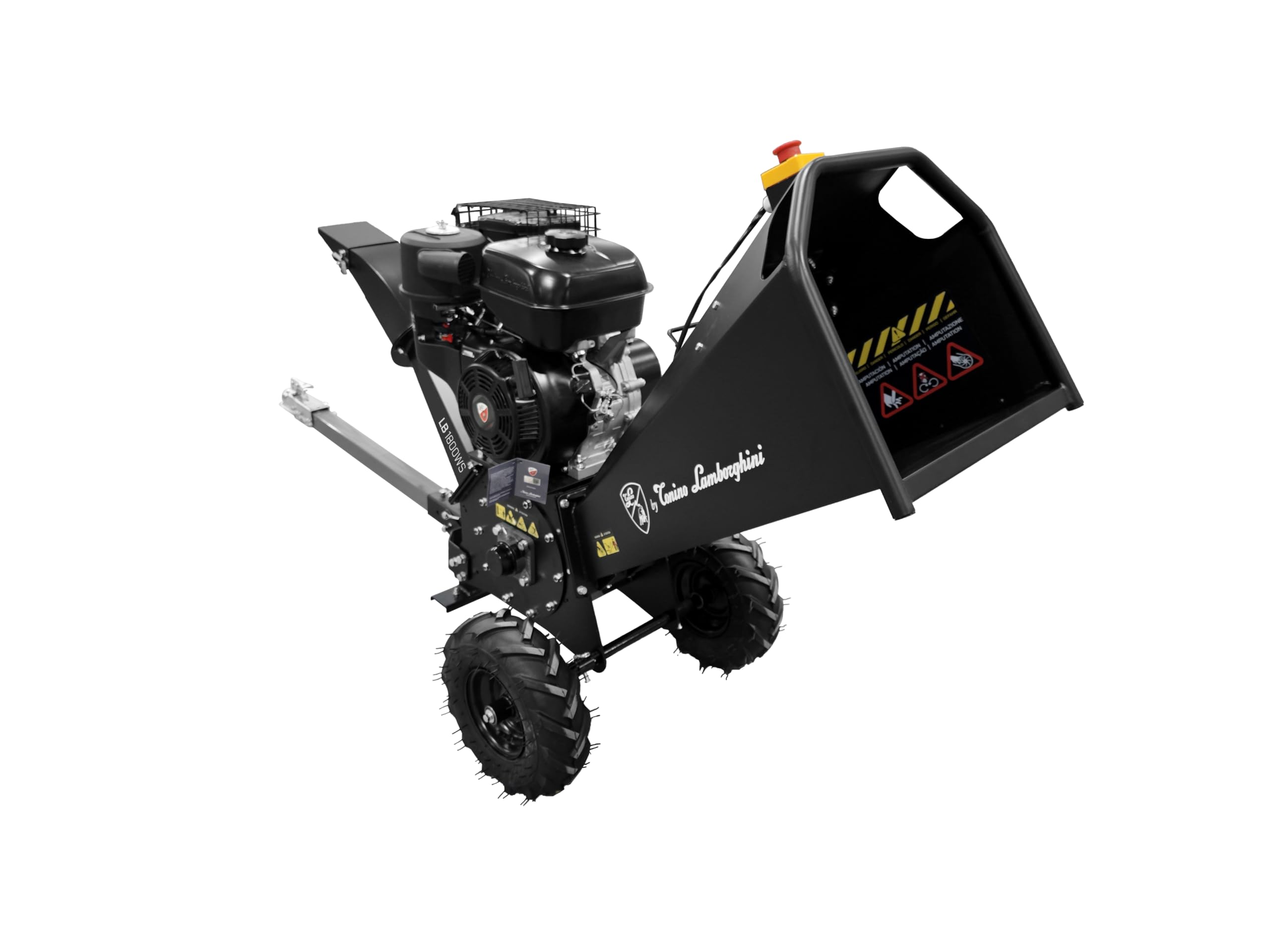 by Tonino Lamborghini GM - Biotrituradora a Gasolina de 18 HP con Arranque Eléctrico, Trituradora de Ramas y Hojas Profesional, Capacidad de Corte 120mm, Rodillo con 2 Cuchillas Reversibles