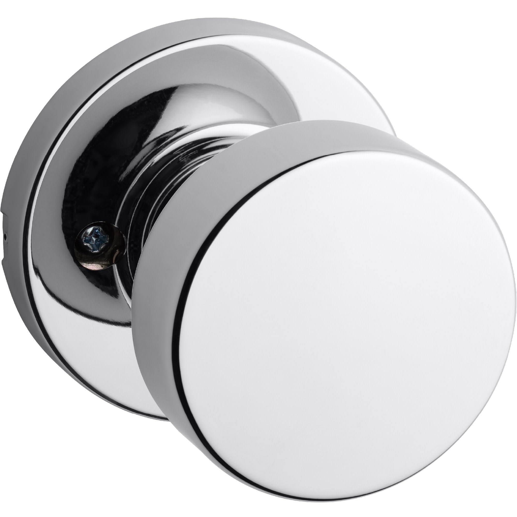 Kwikset Polished Chrome Pismo Dummy Door Knob, Single Sided Handle For Closets, French Double Doors, And Pantry, Non-Turning Interior Push/Pull Door Knob
