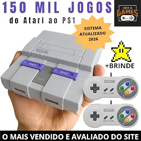 Mini Console Retro Gamer Super Nintendo com 150 mil Jogos Mais 2 Controles Super 3D Games
