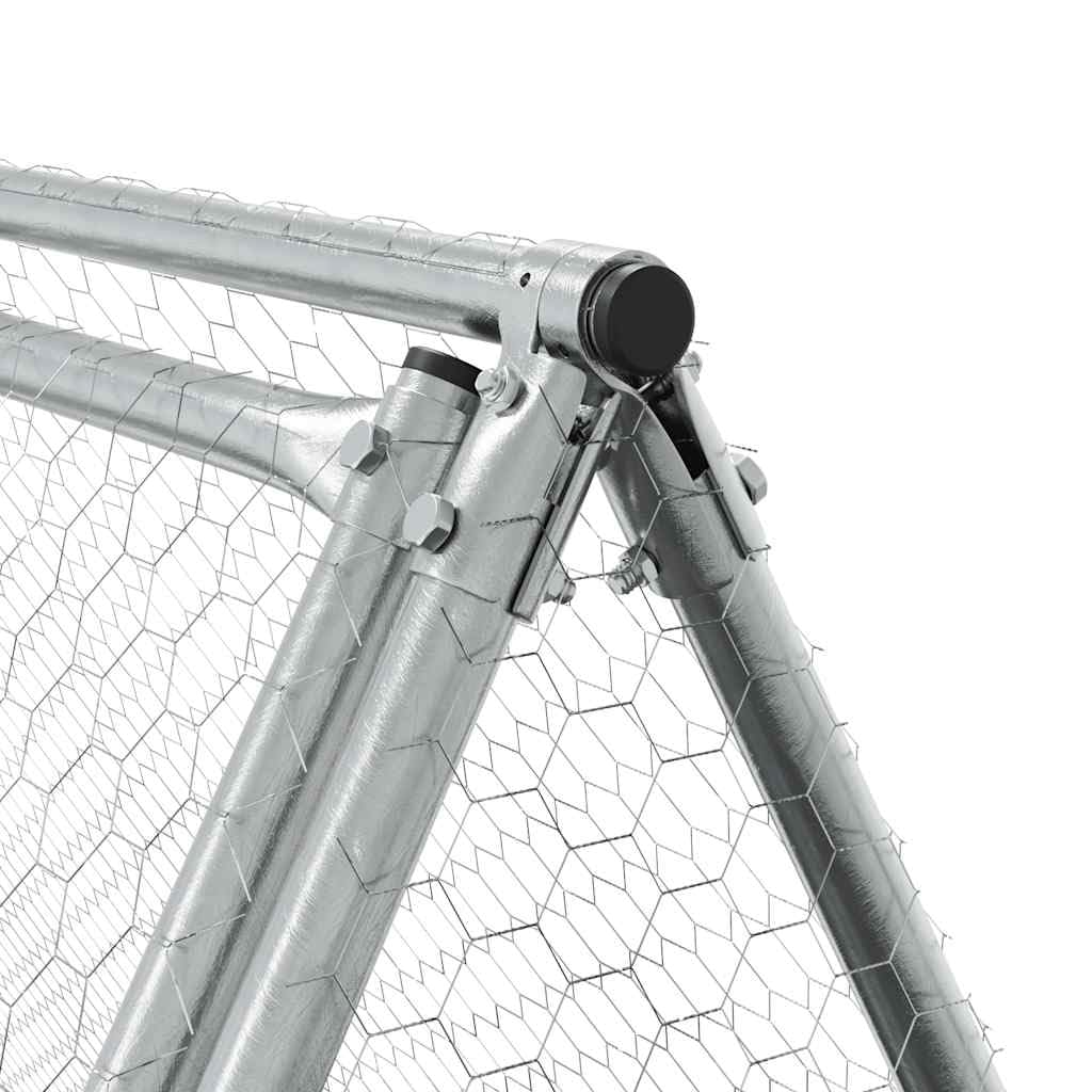 vidaXL Jaula para Gallinas, Caseta para Pollos Patos Conejos, Recinto para Animales, Gallinero para Jardín Patio, Acero Galvanizado Plateado