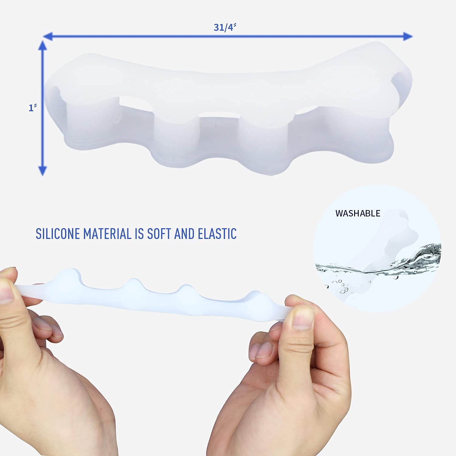 2 szt. żelowe separatory palców dla zachodzących na siebie palców, korektor silikonowy, separatory palców dla stóp, korektor palców młotkowatych, krzywych palców,.