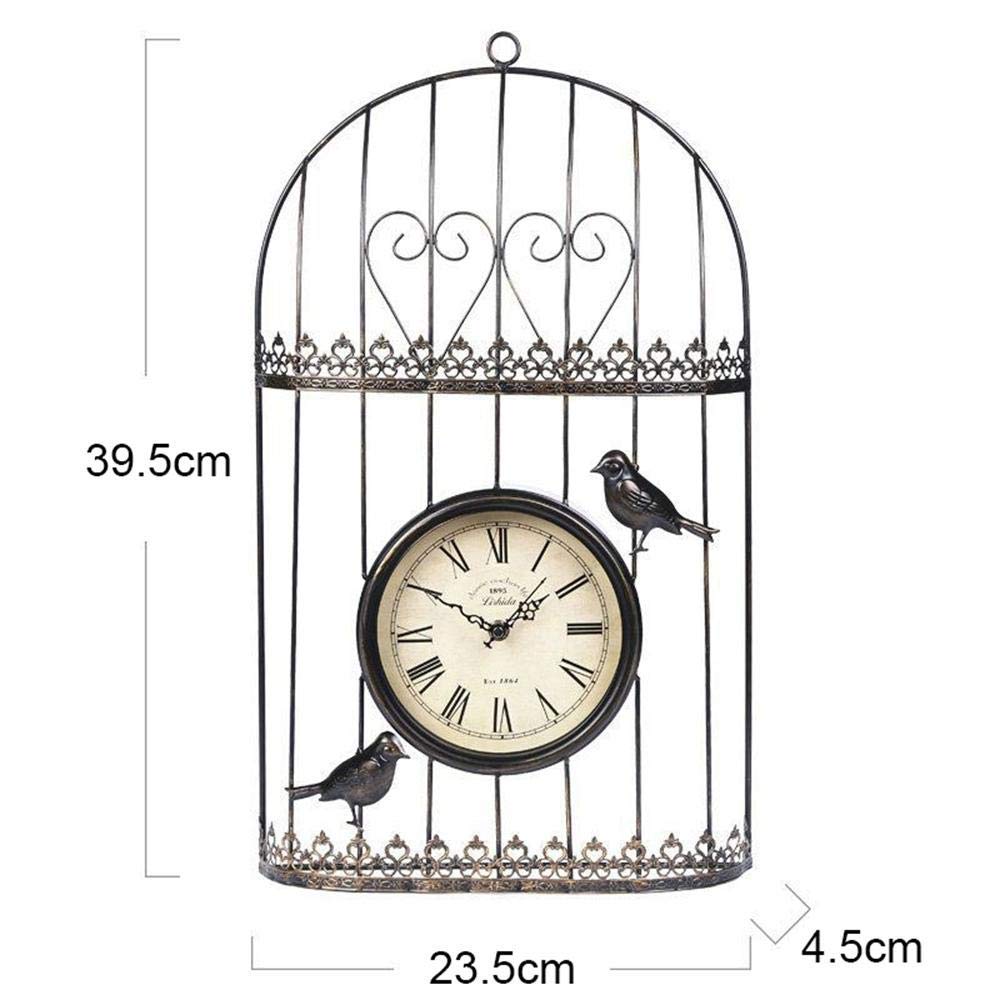 Reloj de pared para jardín al aire libre, diseño de jaula de pájaros de hierro impermeable, decoración creativa para interiores y exteriores, elegante reloj para decoración del hogar y el jardín