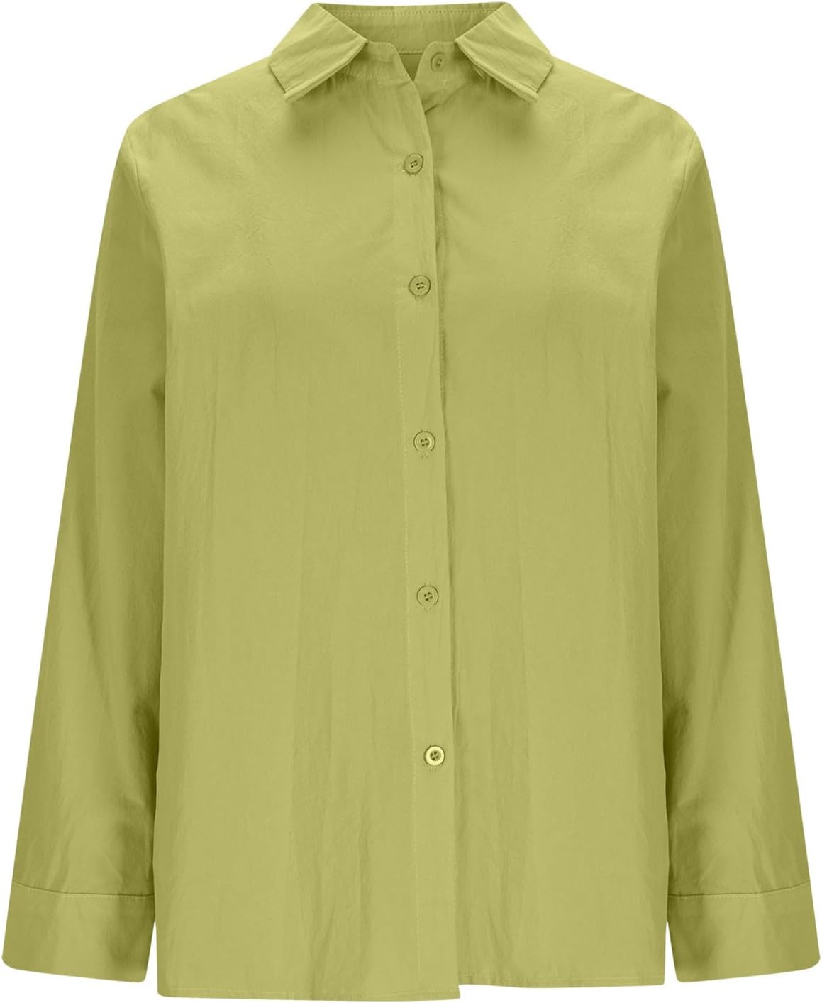 Women's V-Neck Button Front Top - Long Sleeve Regular Fit Casual Shirt, Timeless Cotton Linen Solid Color Blouses