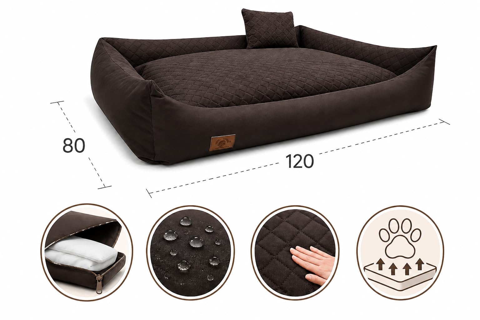 Odolplusz XXL legowisko dla psa, poduszka dla psa, sofa dla psa z dwustronną poduszką (rozmiar i kolor do wyboru)
