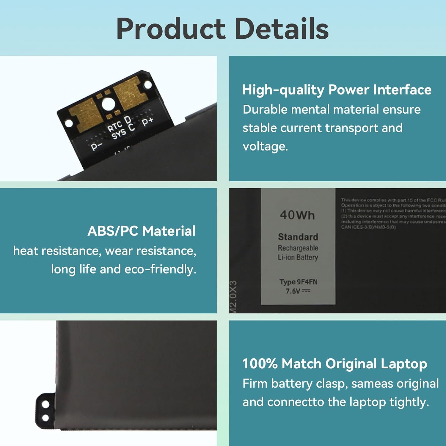 K KYUER 9F4FN Laptop Akku für Dell Inspiron 14 3420 Latitude 13 7320 Detachable Tablet P152G P22G T04H T04H001 P152G006 P22G001 P22G004 X28GR 2VKW9 8PK6G