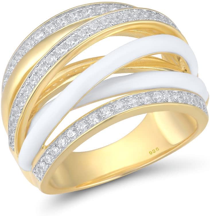 Santuzza 925 Sterling Silver Overlapping Textured Openwork Ring