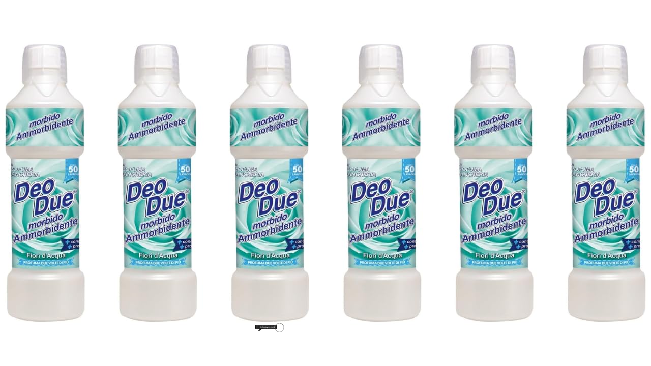 6 x DEO DUE Ammorbidente Concentrato Fiori d'Acqua, 1 litro, 50 lavaggi, per tutti i capi + portachiavi Italy Shop Service in omaggio