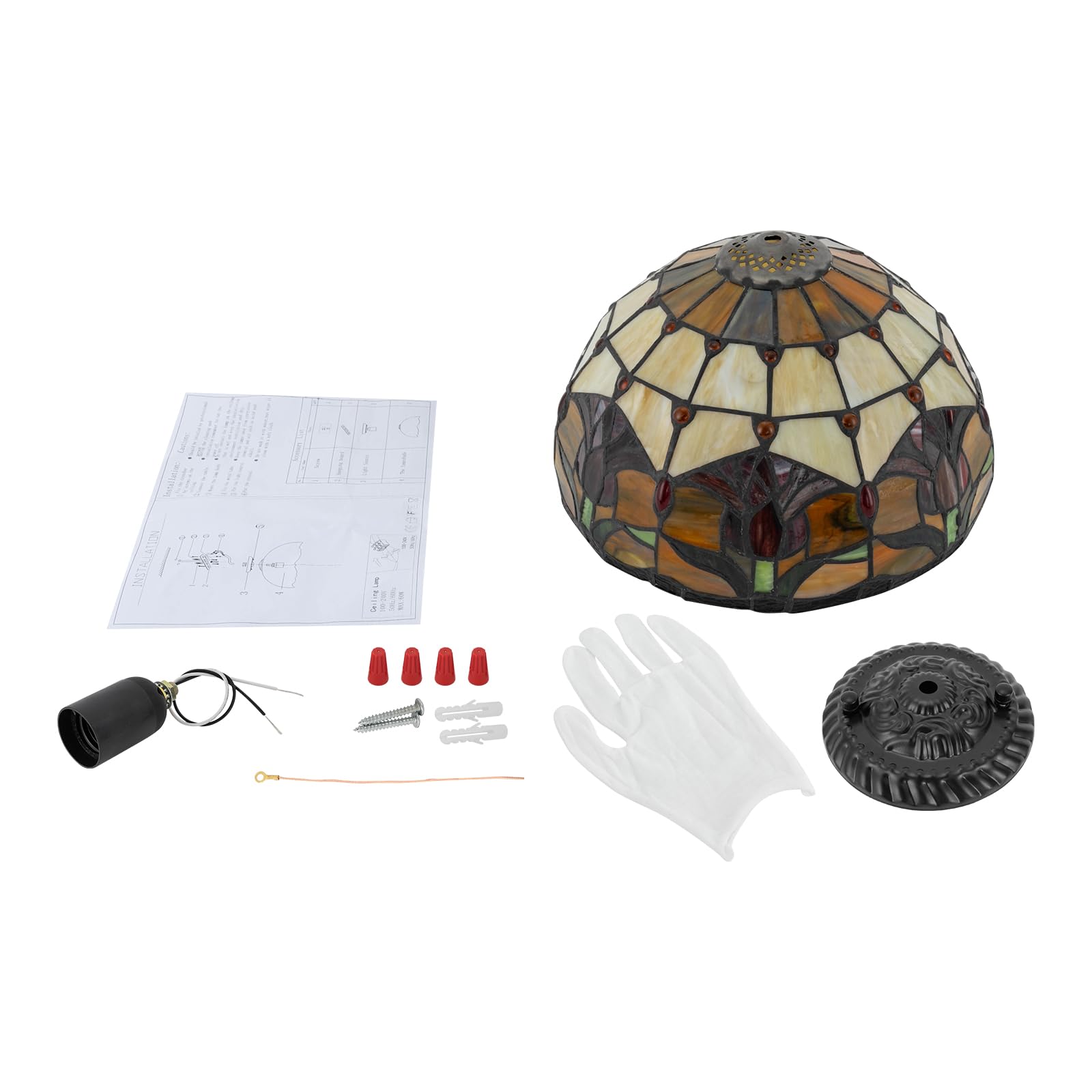 Lámpara de techo, luz de estilo escandinavo lujo retro muebles lámpara de techo, dormitorio cristal escalera lámpara de techo, patrón de tulipanes comedor lámparas de salón y linternas