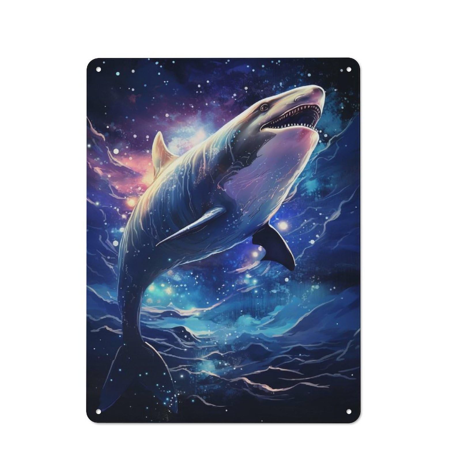 Cosmic Dolphin Fantasy Retro-style Tin Sign 40x30cm for Man Cave Or Games Room, A Metal Wall Feature for Games Rooms And Man Caves