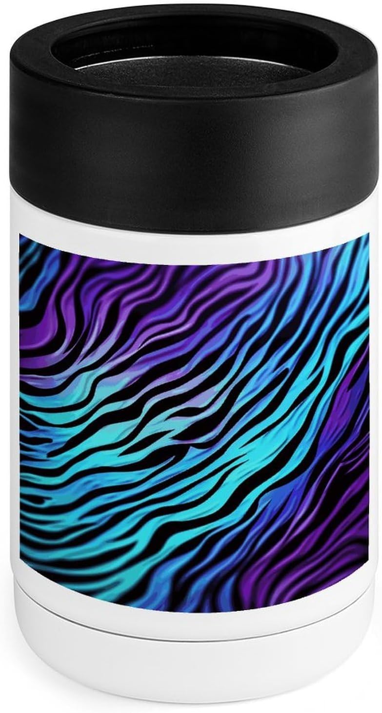 Purple Blue Green Camouflage Zebra Stripes Cooler Quick Cooling Drink Chiller Easy to Use Drink Cooler Cold Retention Beverage Cooler Portable Beverage Chiller Beer Wine Champagne Cooler for BBQ Camp