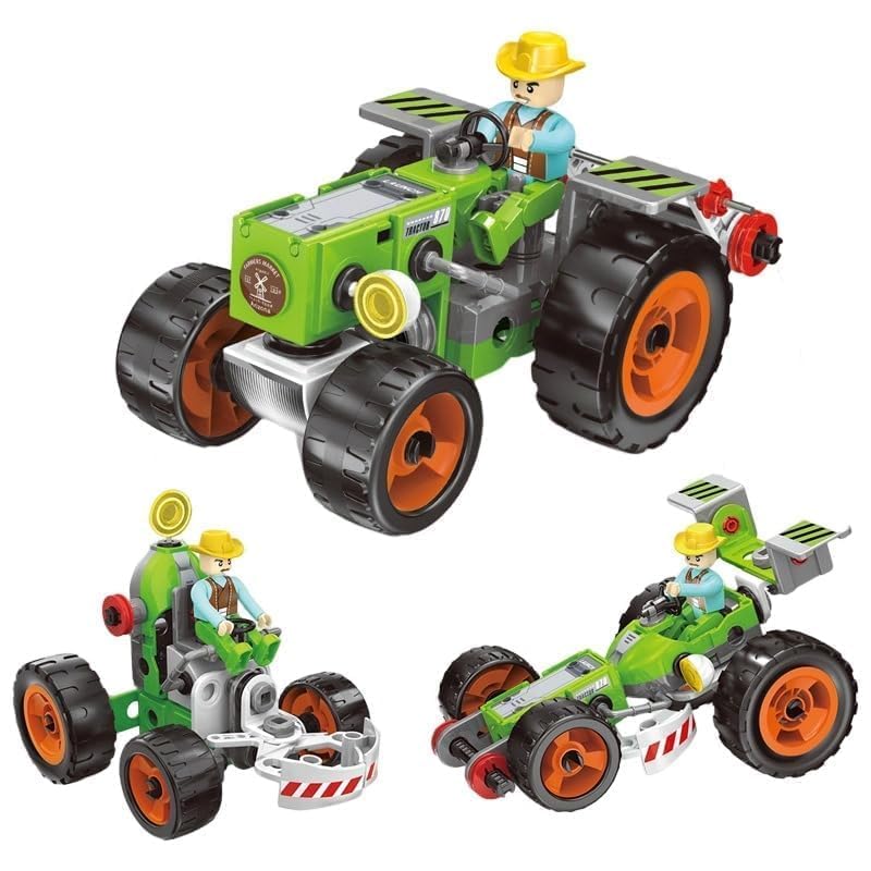 Umadiya® 3-in-1 DIY Assembly Agriculture Tractor Farming Building Brick Block for Kids | Educational Learning Die Toys | City Vehicle Farm Tractor Toys Kit for Kid | Creative Construction Toy (72 Pcs)