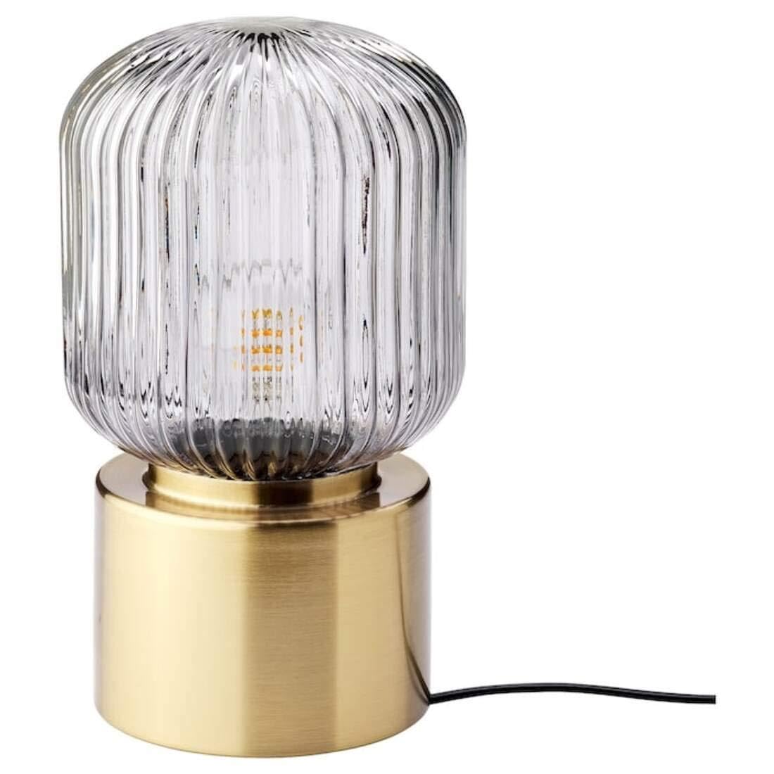 Ikea SOLKLINT Table lamp, Brass/Grey Clear Glass, 28 cm