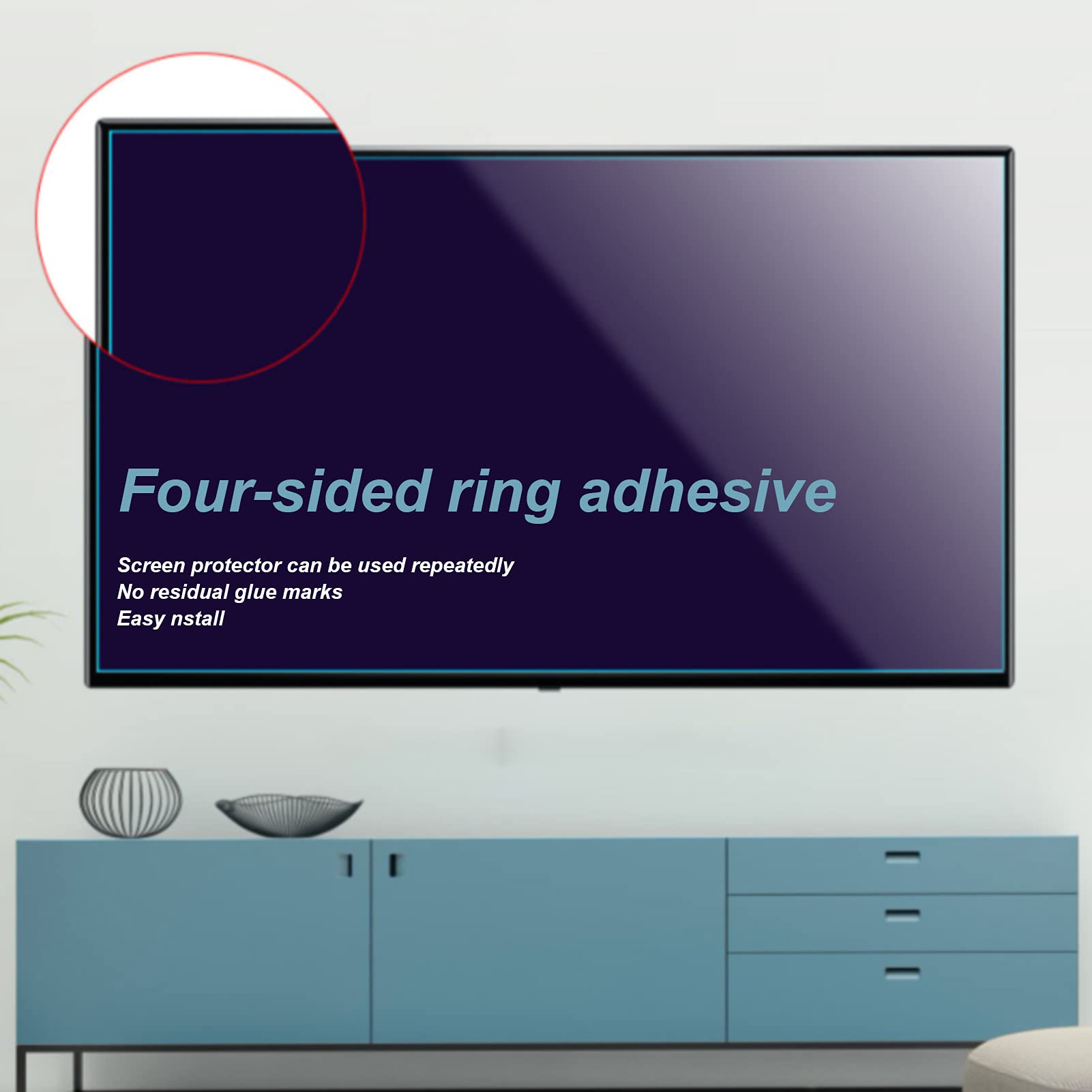 Ochraniacz na wyświetlacz TV, ochrona przed niebieską powłoką antyrefleksyjną, filtr łagodzący zmęczenie oczu dla LCD, LED, OLED i QLED 4K HDTV, 65" 1440 x 809