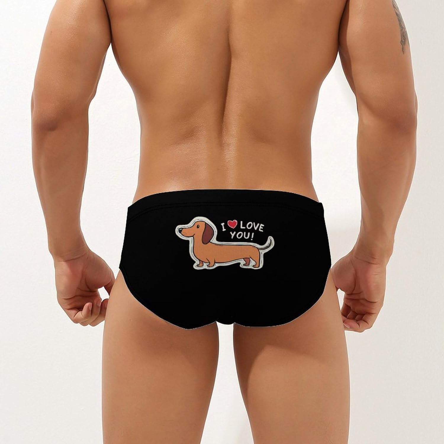 Dachshund I Love You Men's Swimwear Bikini Swimming Briefs Stretchy Swimsuits Board Surf Shorts Trunks