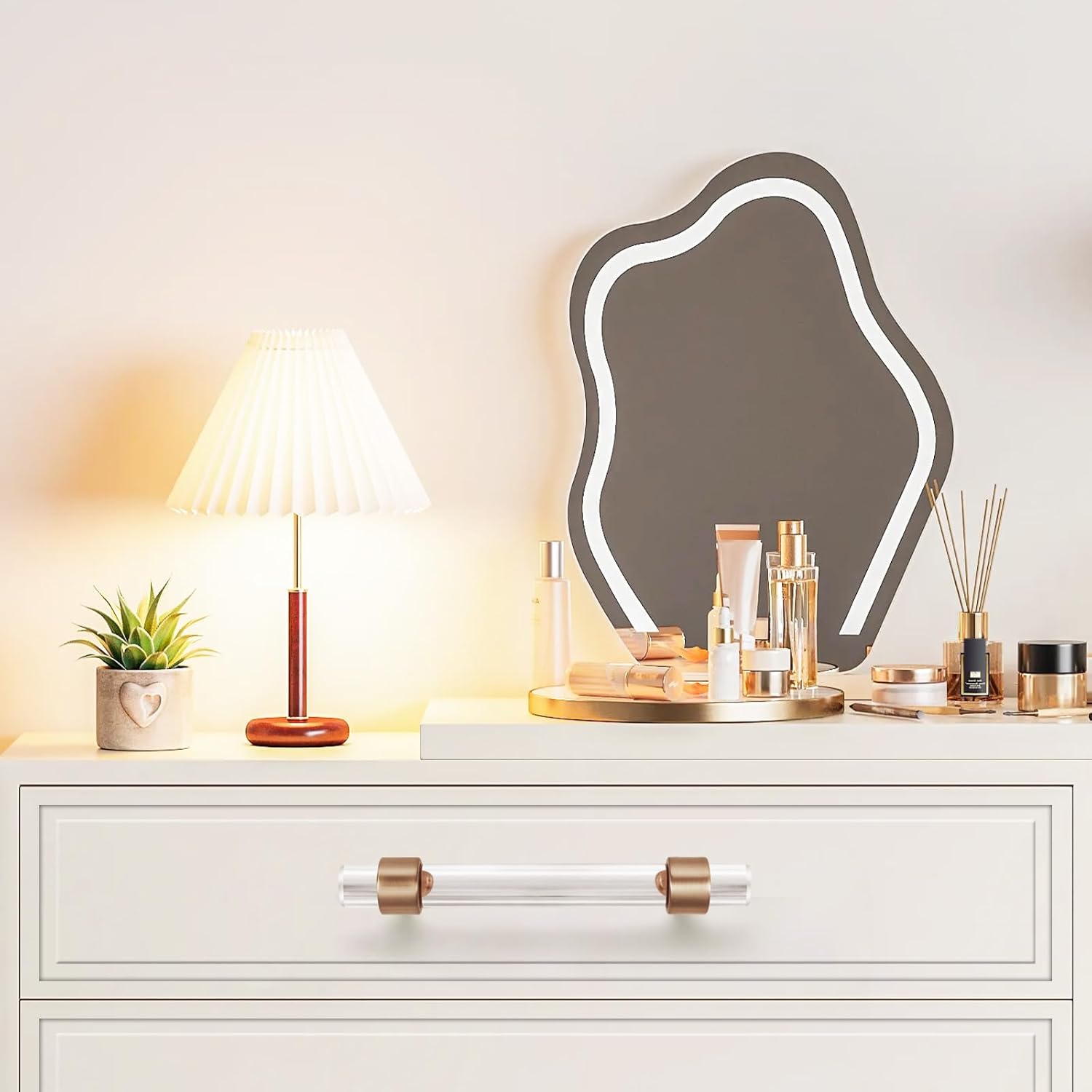 6 Pack Champagne Bronze Cabinet Pulls 3.75 Inch(96mm) Hole Center Crystal Glass Drawer Pulls Kitchen Cabinet Hardware Cabinet Handles for Bathroom Dressers Cupboard Drawers