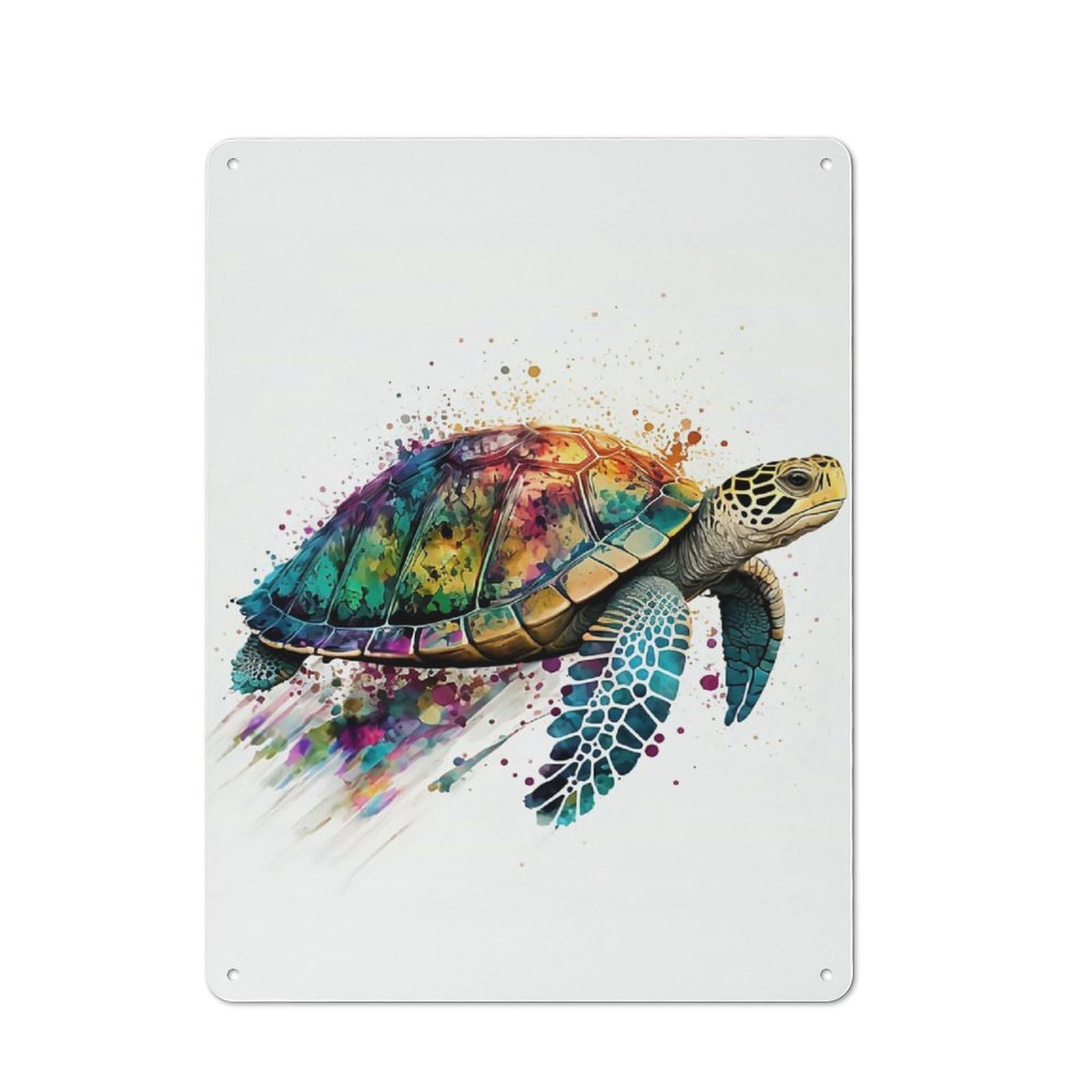 Colourful Turtle Rustic Tin Sign 40x30cm for Café Or Restaurant, for Café Owners And Decorators, for Retro Home Interiors