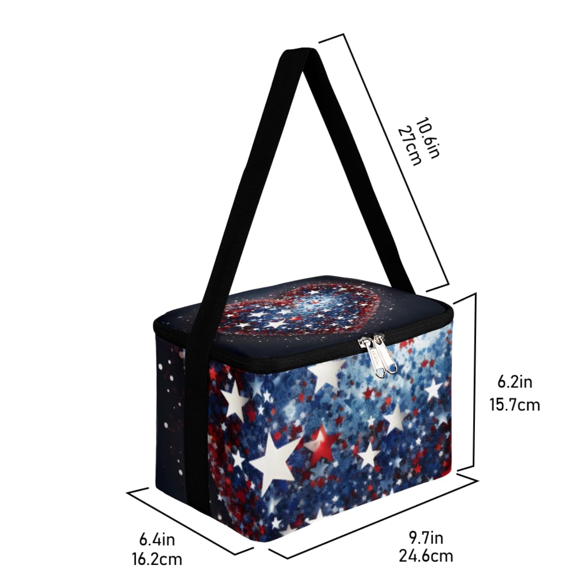 GzLeyigou Lunch Bags for Women Men 9 Cans,Abstract Heart Stars Hot & Cold Food Delivery Bag Insulated Grocery Bag Insulated Lunch Box Love Cooler Bag for Office Work Picnic Beach