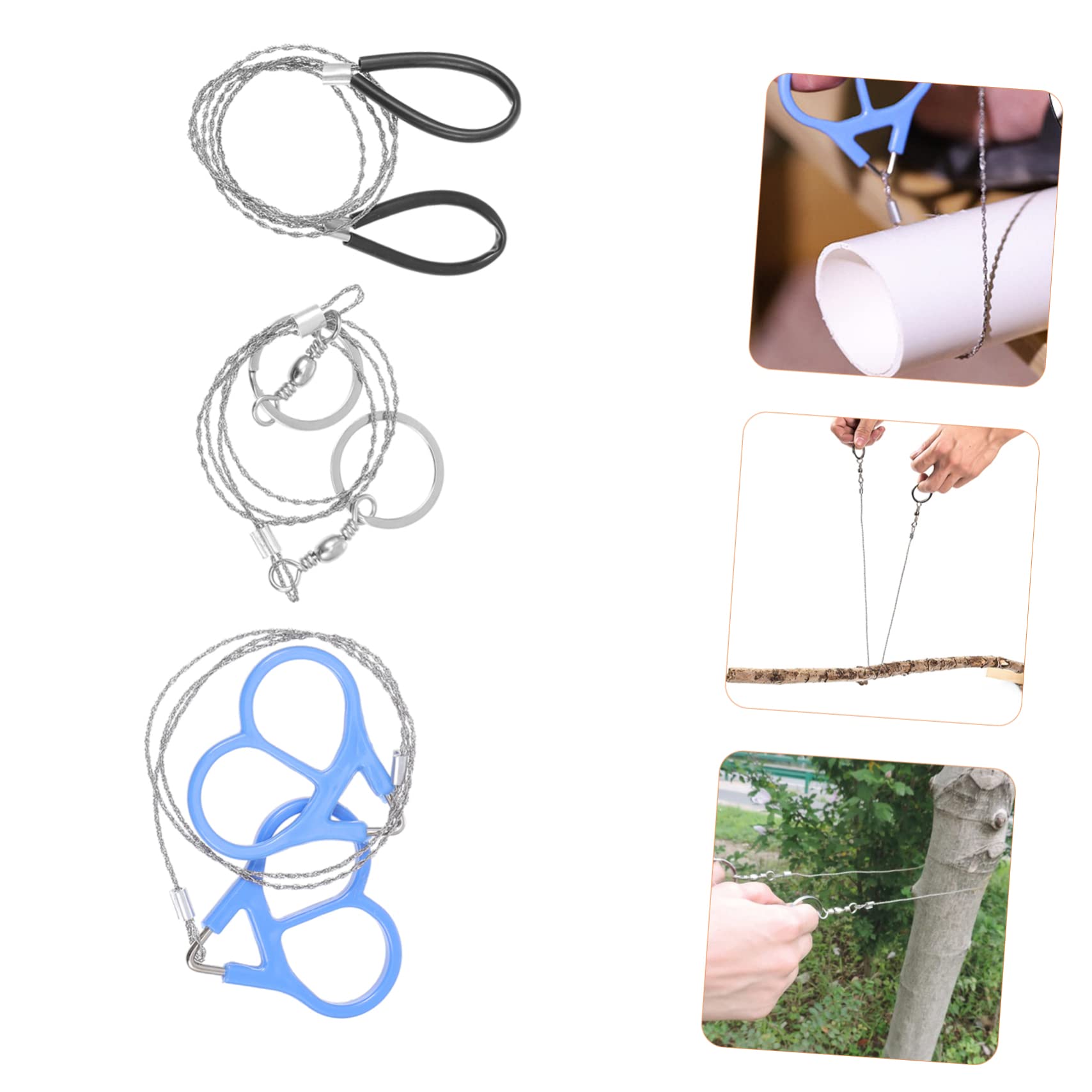 POPETPOP 3sets Rustproof Outdoor Wire Saws Camping Chain Saws Manual Operation 3pcs*3