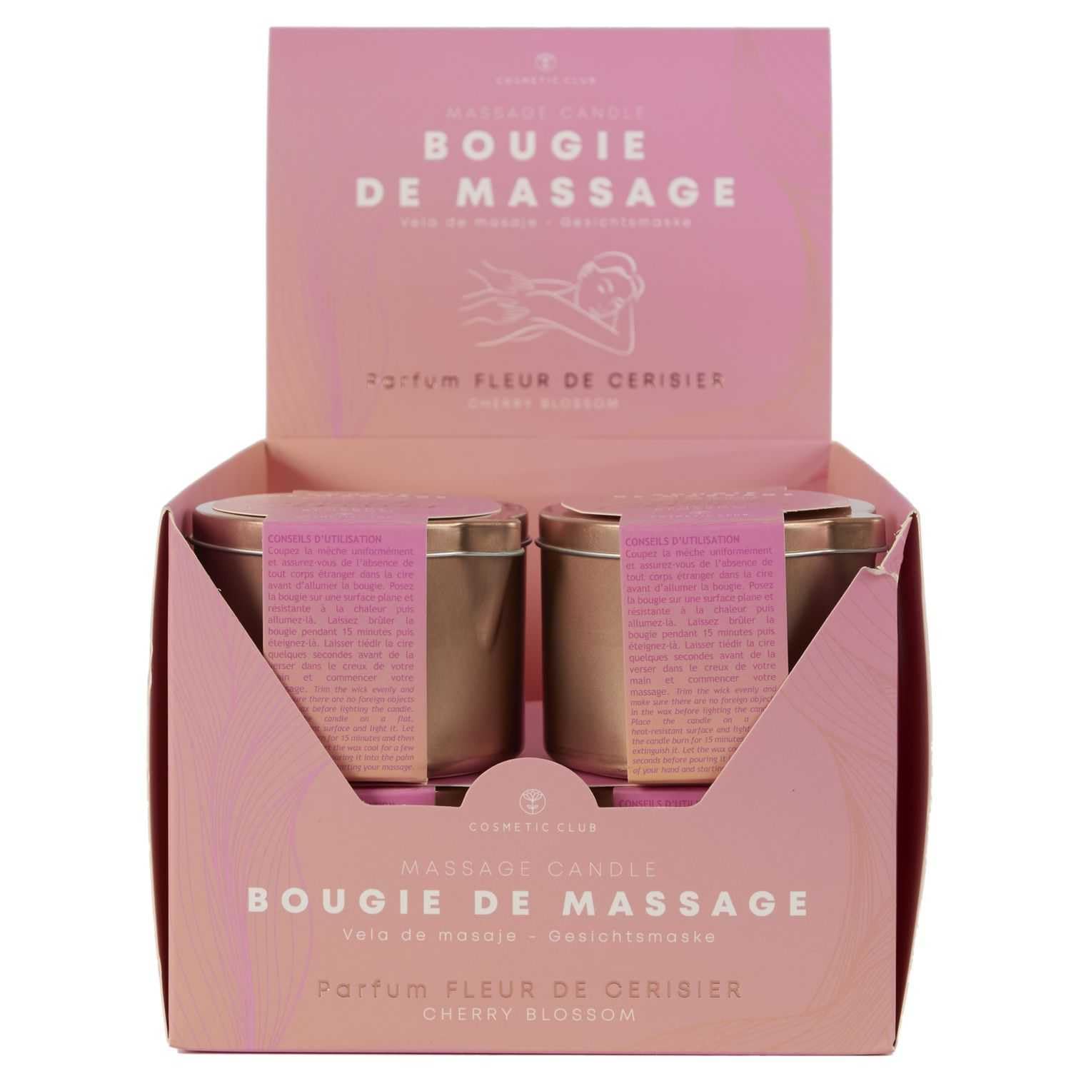 COSMETIC CLUB - SC40049, Vela de Masaje Flor de Cerezo 140G, Aroma Envolvente de Flor de Cerezo, Cuidado de Belleza Relajante, Uso Fácil y Momentos de Compañía