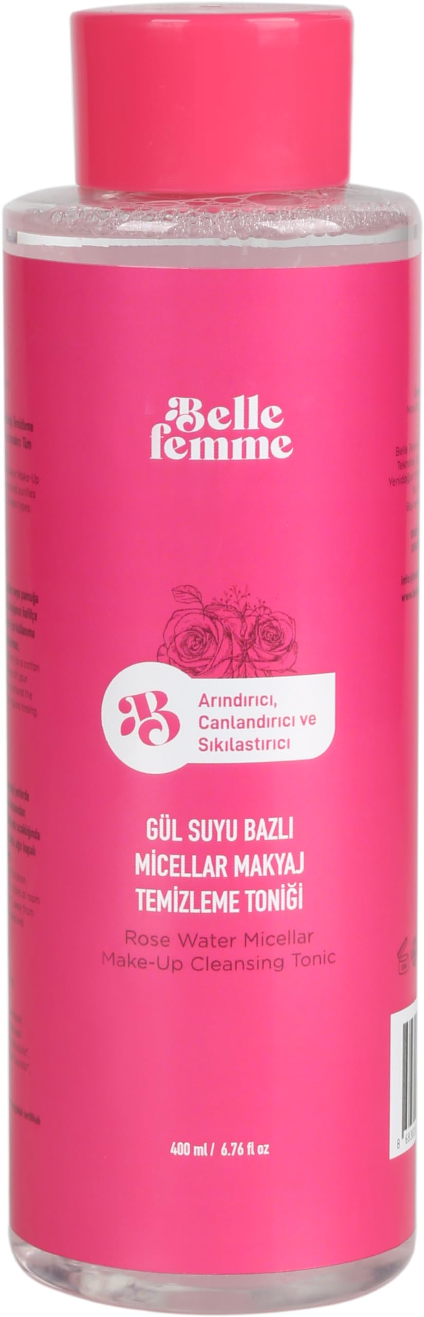 Belle Femme Gül Suyu Bazlı Micellar Makyaj Temizleme Toniği