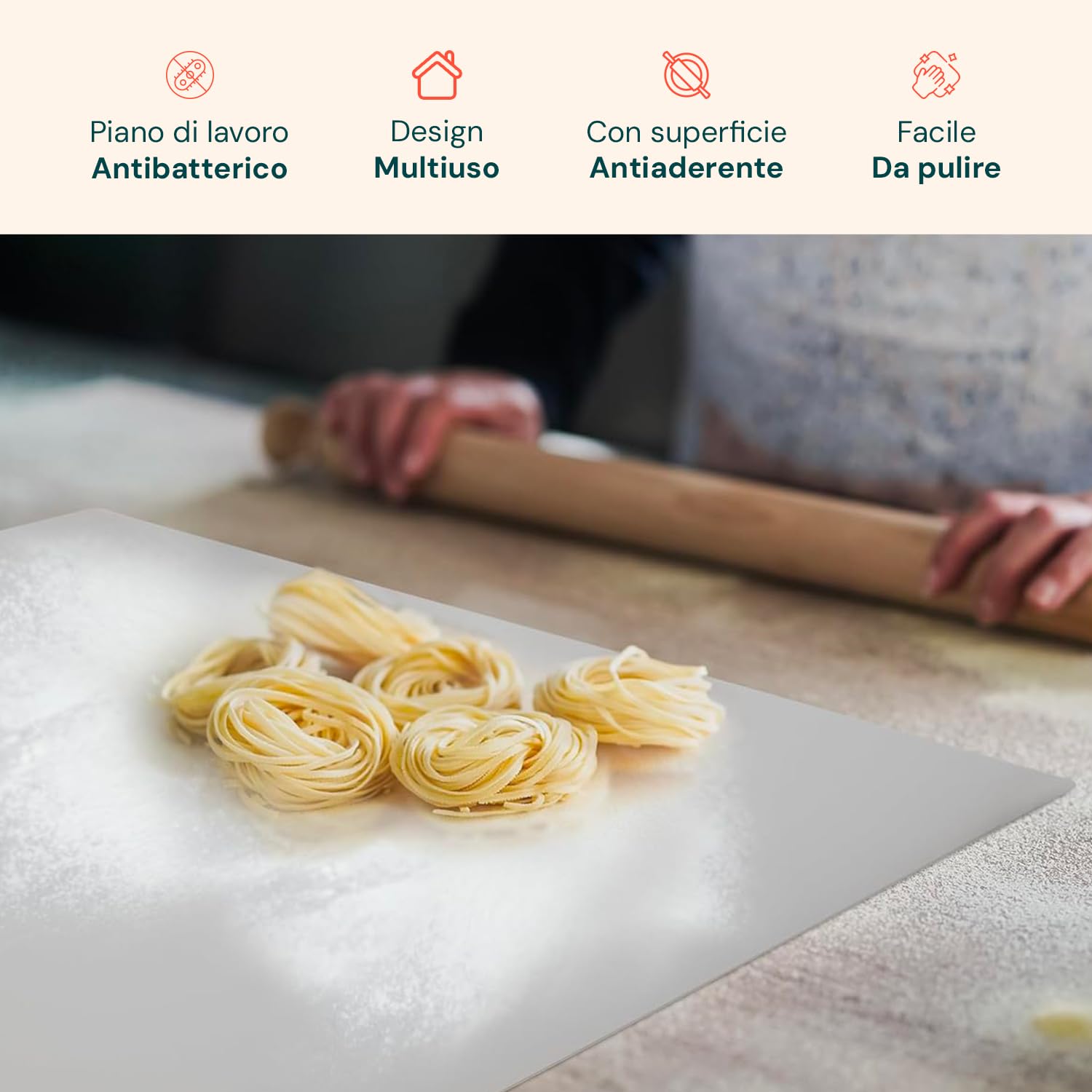 Avilia - Tagliere Acciaio Inox 40x50cm Antibatterico per Impastare e Cucina Professionale, Piano di lavoro igienico - per impastare Pane, Pizza, Dolci