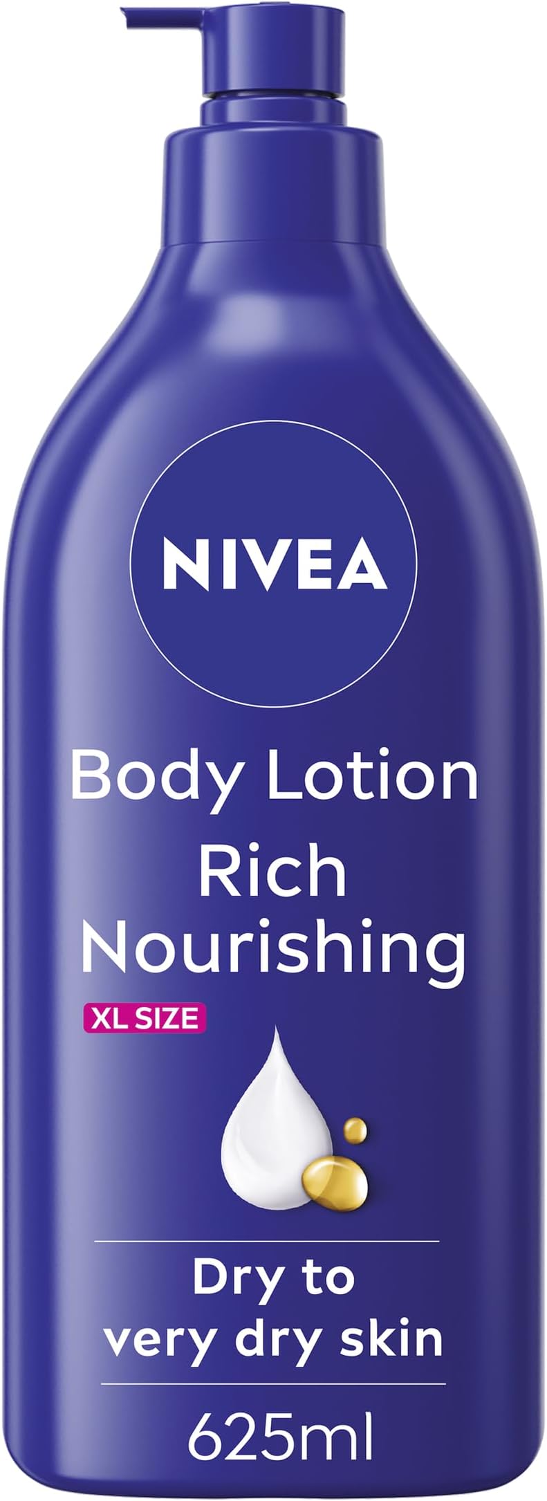 Rich Nourishing Body Lotion (625ml), Rich 72H Hydration Moisturiser for Dry Skin Made with Deep Moisture Serum and Almond Oil, Extra Large NIVEA Body Lotion
