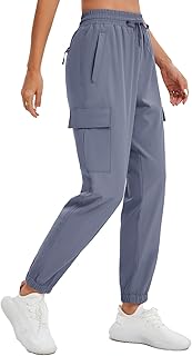 MOURCE Womens Hiking Pants Lightweight Quick Dry Adjustable Cargo Joggers with Zippered Pockets