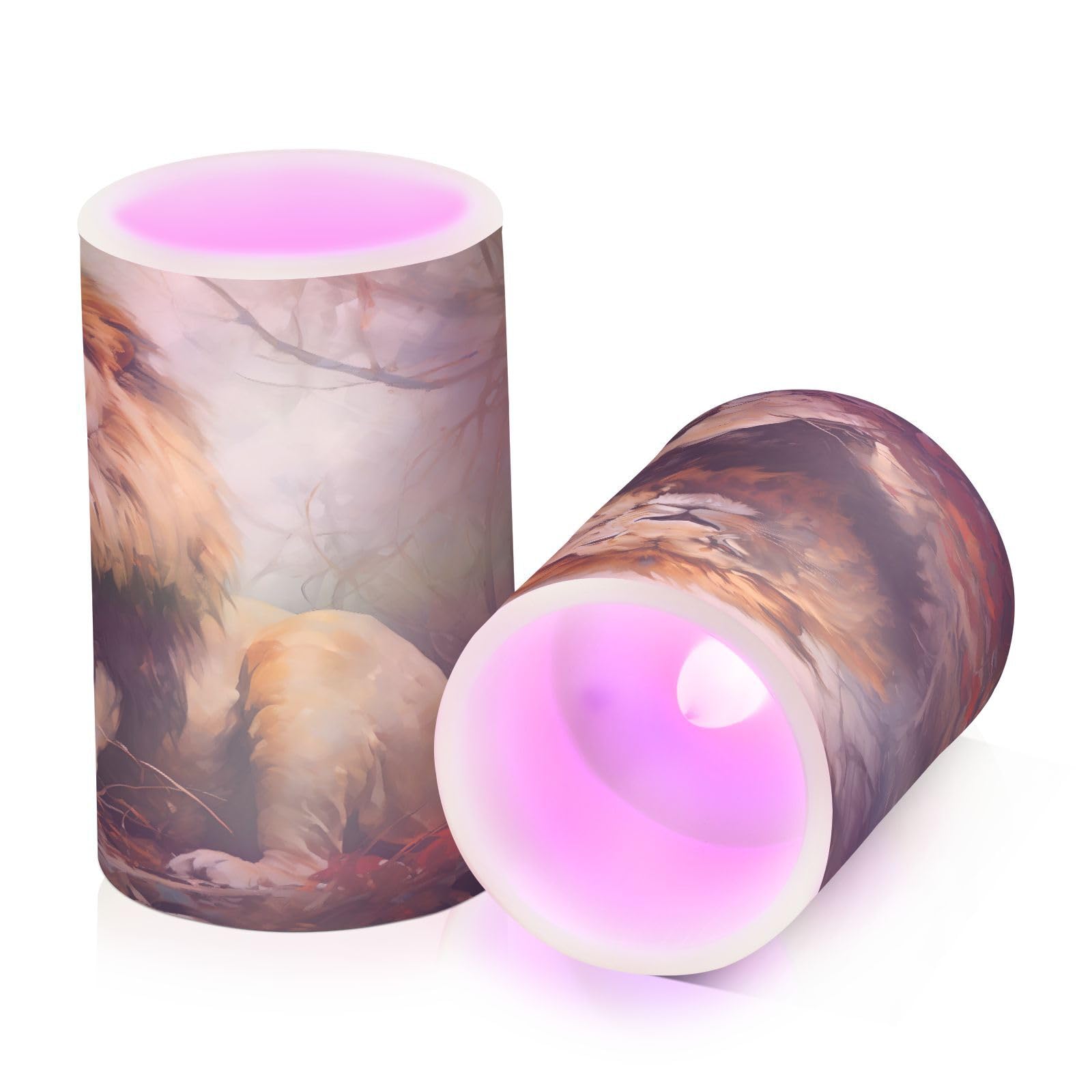 ALAZA Lion (13) Flickering Flameless Candles Battery Operated with Remote Timer,Tea Light Candles LED Pillar Votive Candles Set of 2 for Outdoor Indoor Decorations