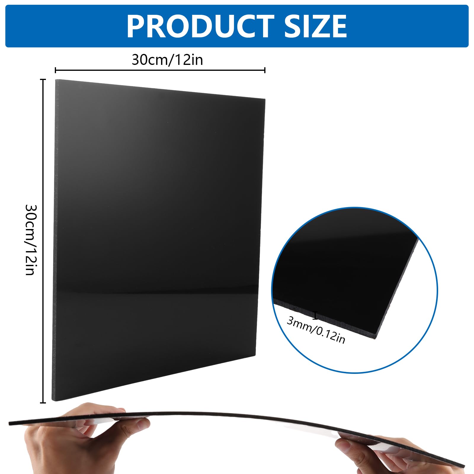 Pack de 4 Plaques Plexiglas Noir 300x300x3mm, Plaque Acrylique pour Gravure Laser, Plaque Plexiglas Plaque Acrylique avec Film Protecteur pour Signalétique, DIY, Affichage, Peinture