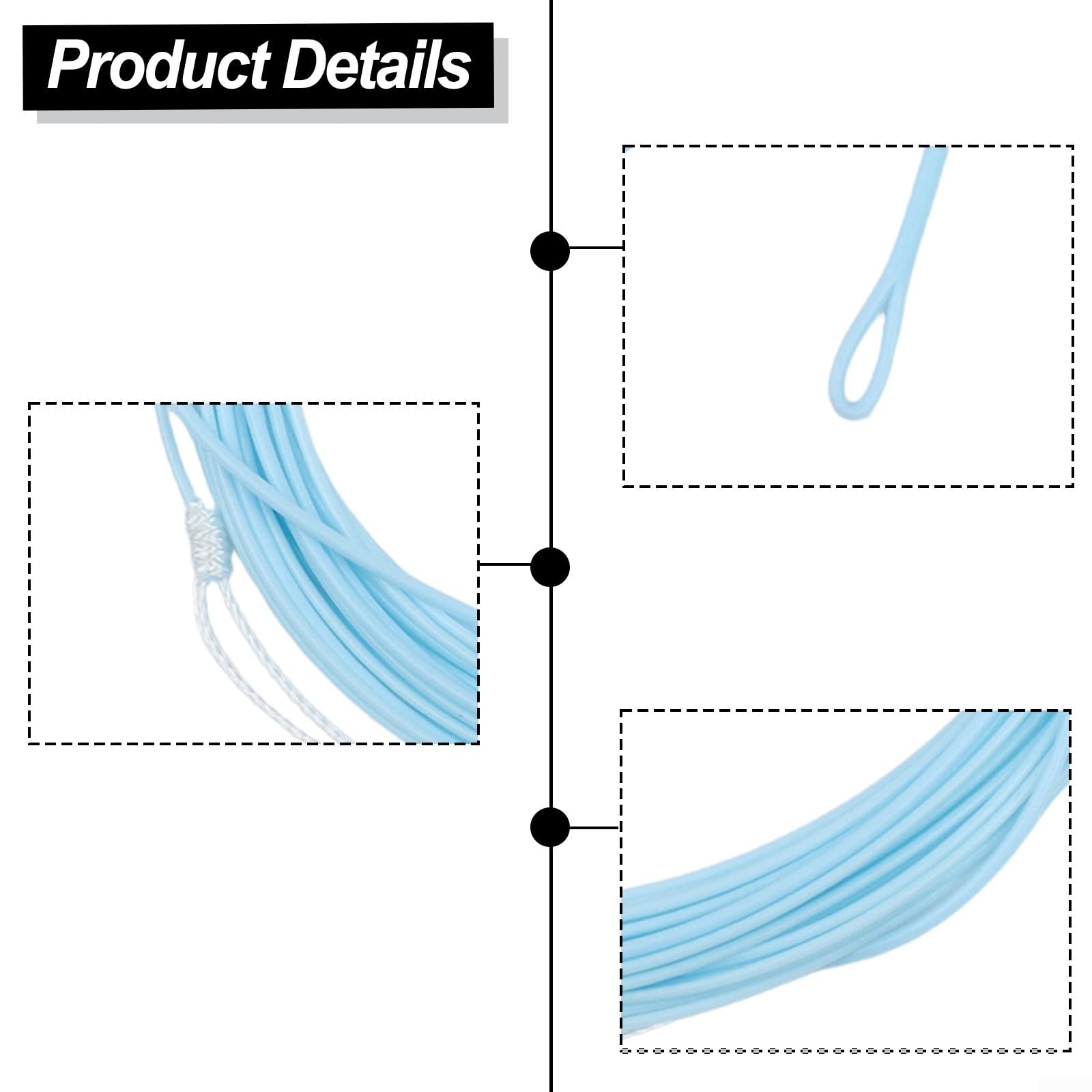 Tenkara Ligne de pêche à la mouche conique en PVC – 4 m, 40 g, boucles soudées aux deux extrémités, noyau en nylon/polyester à faible élasticité, revêtement lisse, utilisation en eau salée
