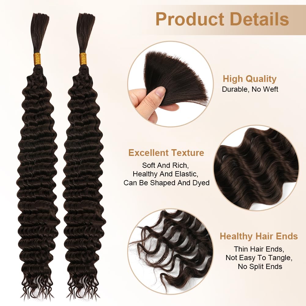 Aomig 24 Inch Boho Braids Human Hair Extensions, Curly Braiding Hair Ocean Wave Crochet Hair - Image 3
