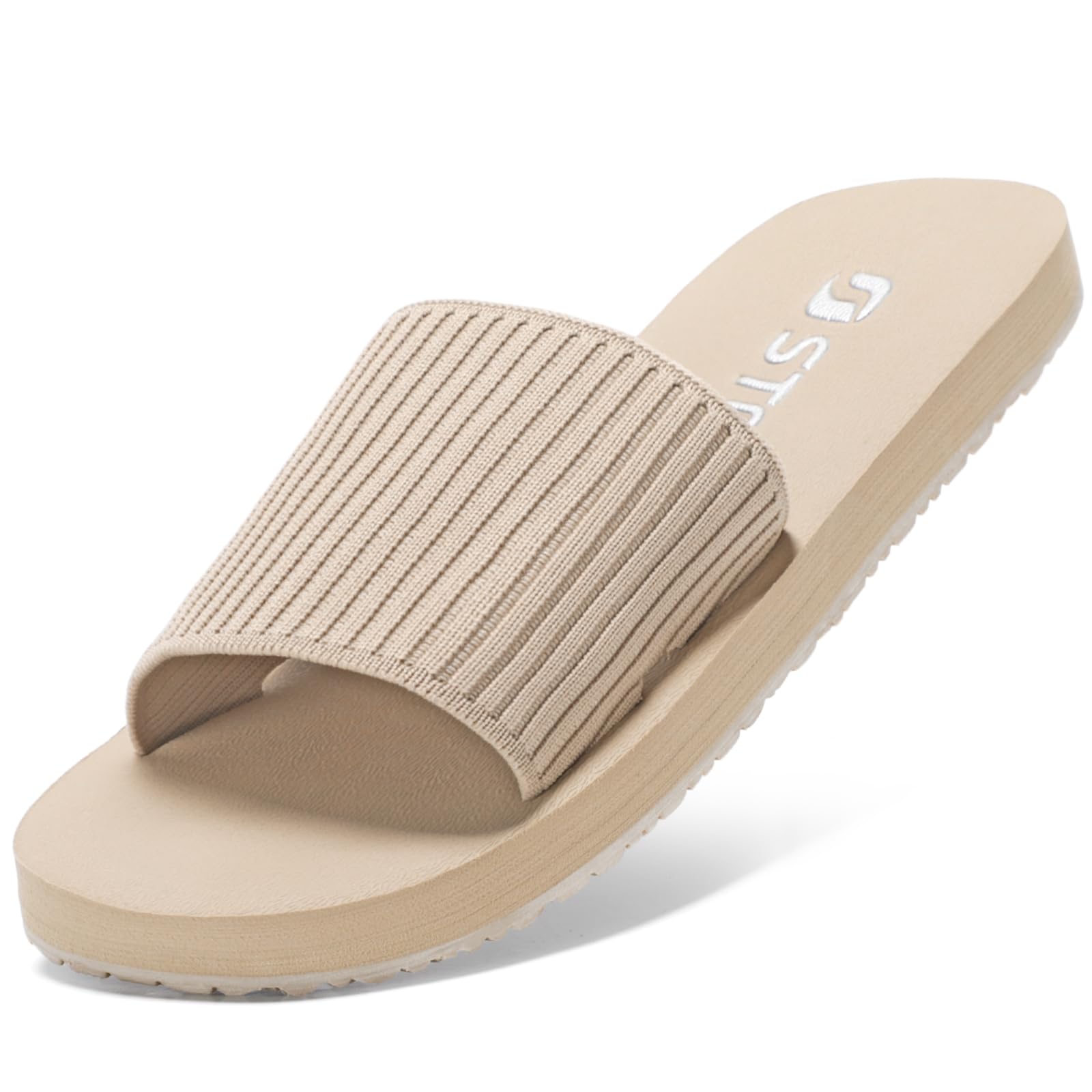 STQ Memory Foam Slides for Women Flat Sandals Slip On Slide Sandals