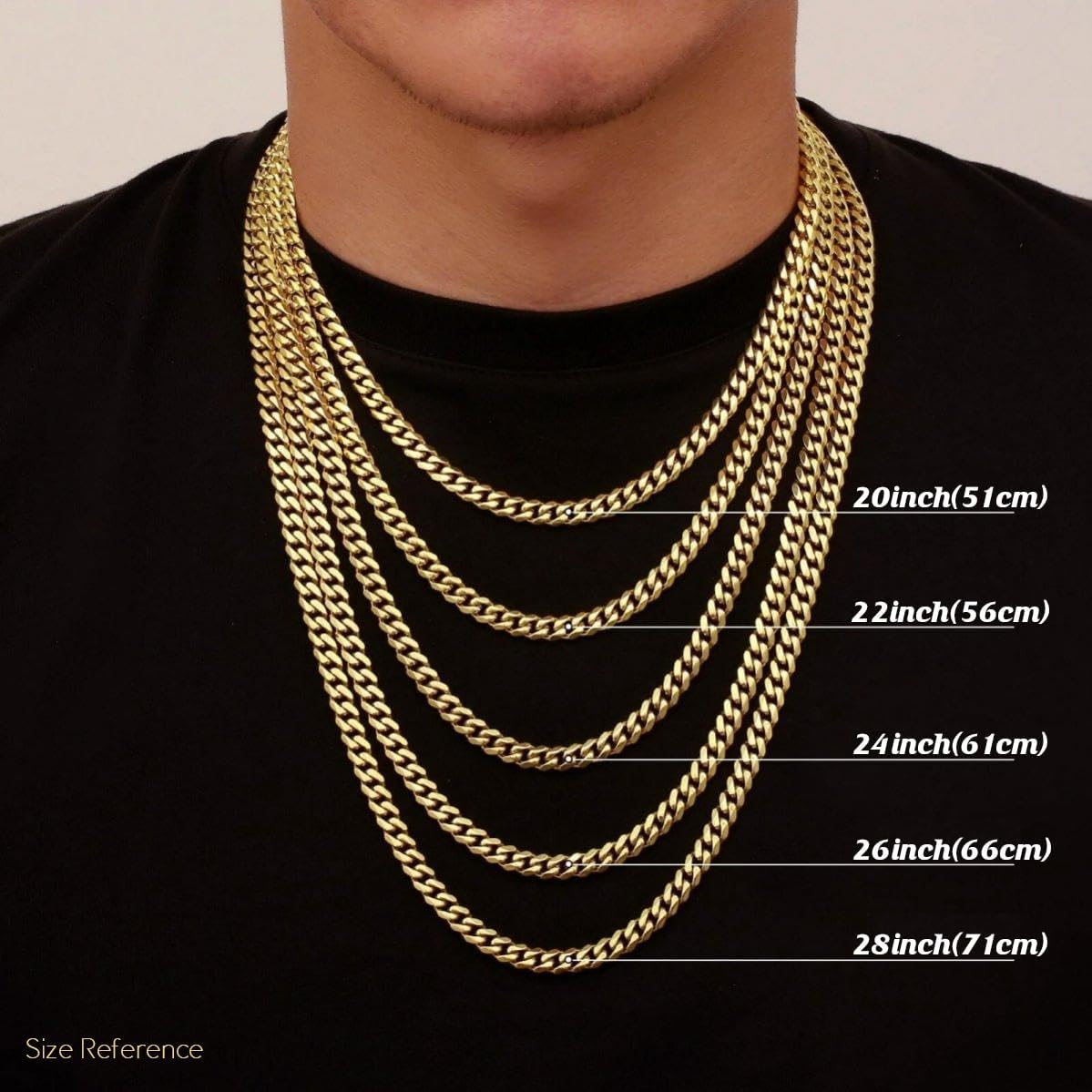 Miami Cuban Link Chain for Men, 6mm/8mm/10mm 316L Stainless Steel Cuban Chain Necklace, Hip-Hop Daily Style Jewelry, Silver/Gold Plated/Black, with Gift Box - Image 5
