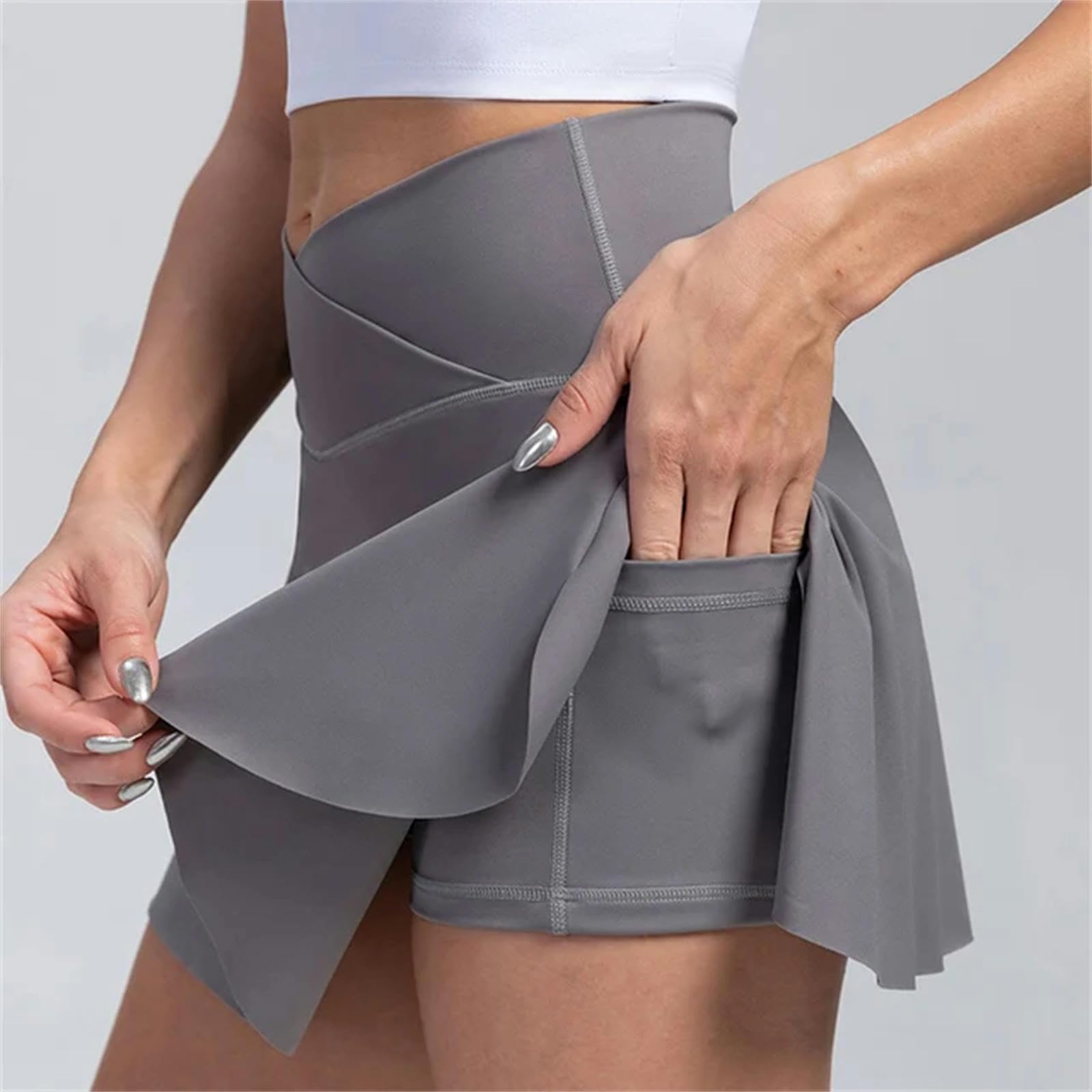Tennisrock Damen Crossover Tennis Röcke Plissee Golf Skorts Röcke Für Frauen Mit Shorts Taschen