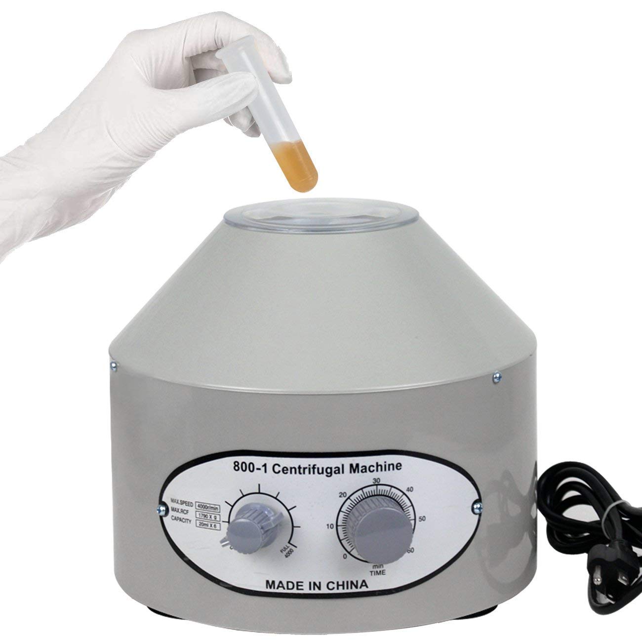 Macchina centrifuga da laboratorio a bassa velocità con timer da 0 a 60 minuti (coperchio da 0 a 4000 giri/min: 20 ml x 6 tubi)