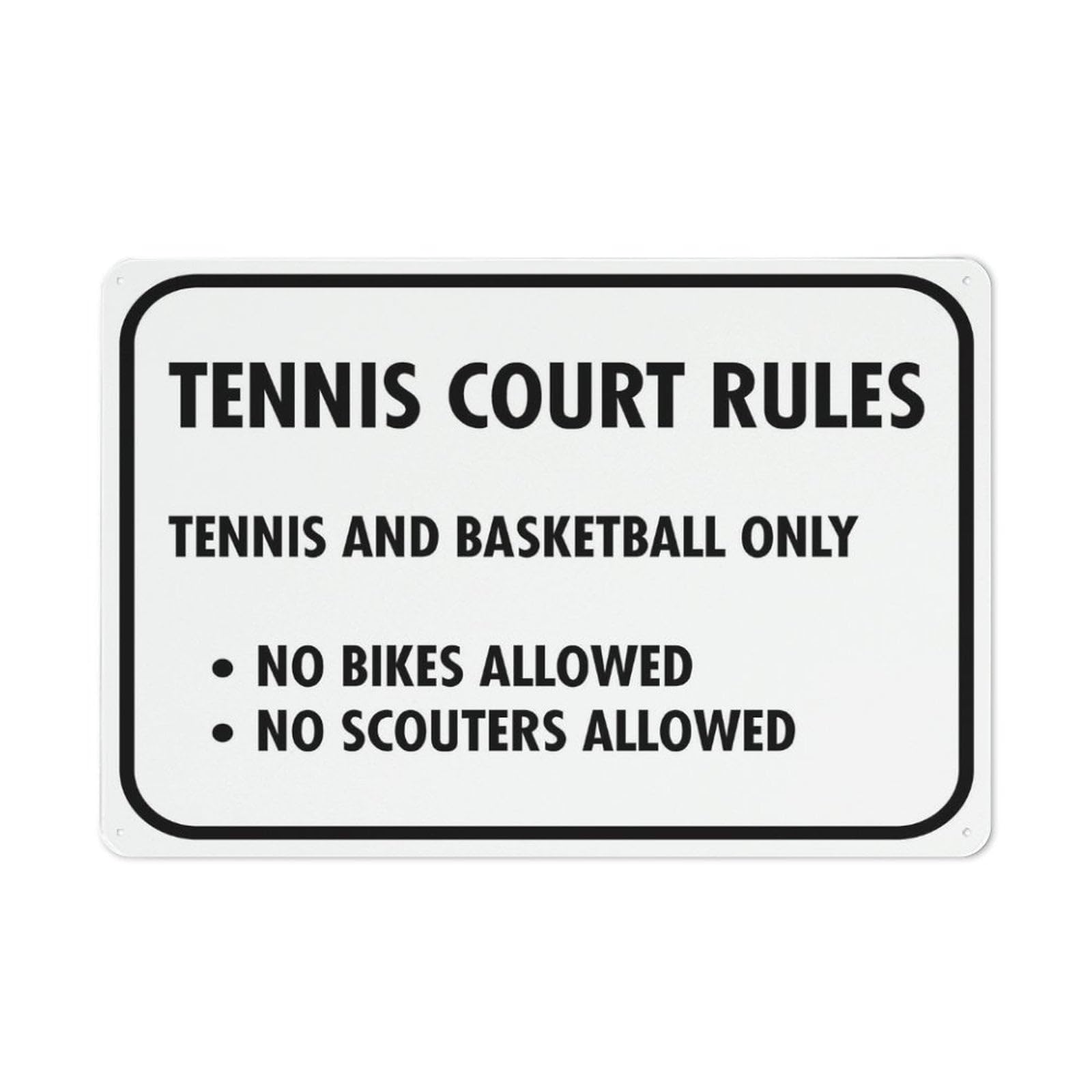 Tennis Court Rules Tin Sign 12x8 inch - Great for Garden & Yard Wall Decor