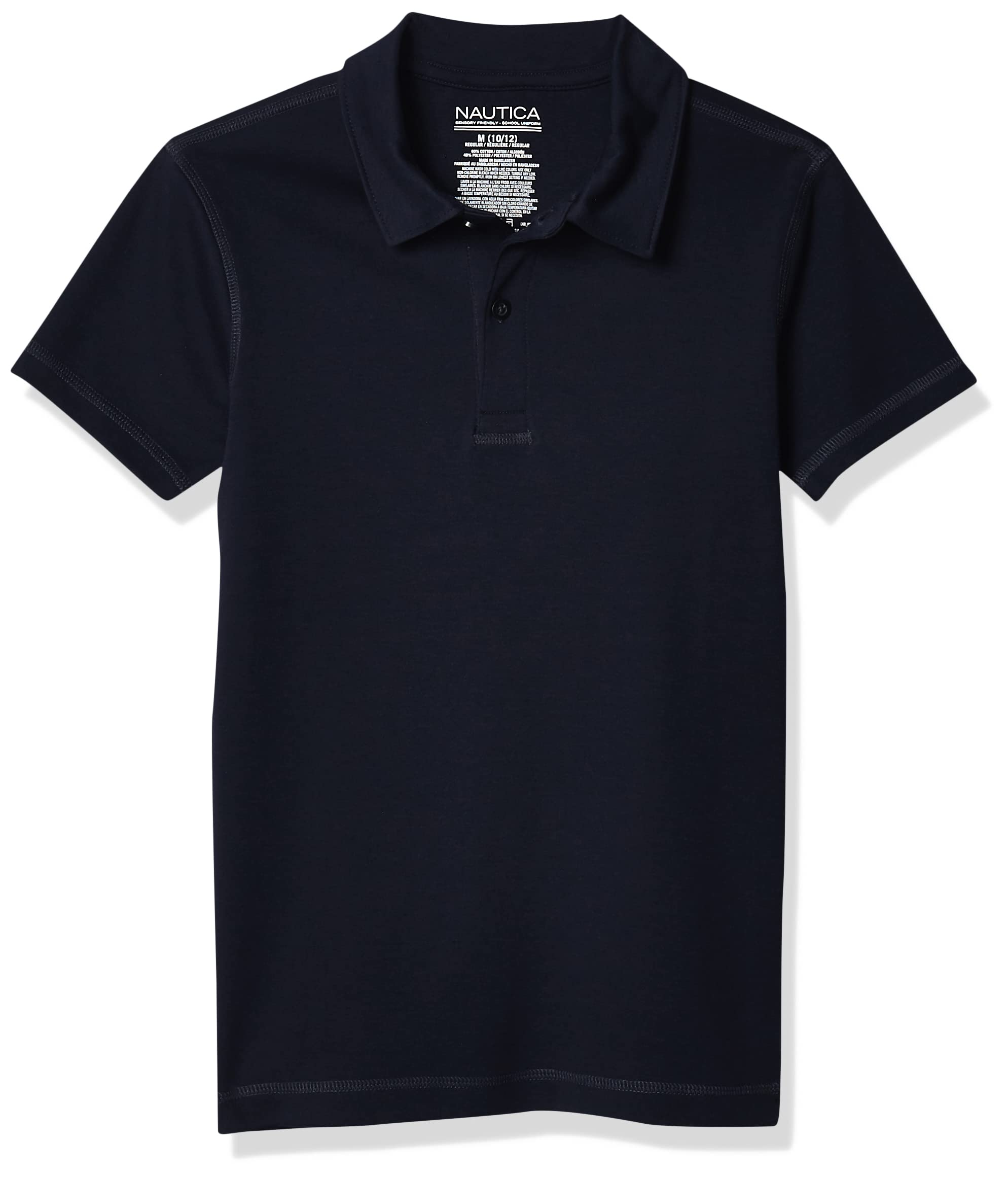 Nautica Boys Navy ' School Uniform Sensory-Friendly Short Sleeve Polo, 6